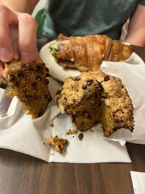 Pumpkin chocolate chip muffin, unreal