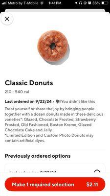 Where it shows the "Dozen Donuts".