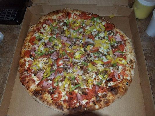 16" everything Pizza loaded with toppings at a great price!