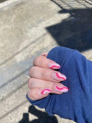 UV gel extension with nail art