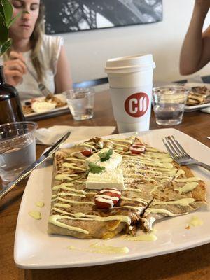 Chorizo breakfast crepe.