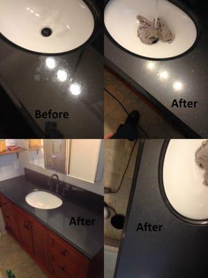 Granite counter top, had "water spots" from a chemical.