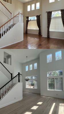 BEFORE (top) & AFTER (bottom) - AMAZING WORK! i love the flooring!