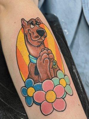 Scooby Doo Tattoo by Boulder, CO Traditional Tattoo artist Jordan Lucky.