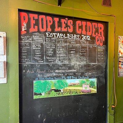 Cider menu