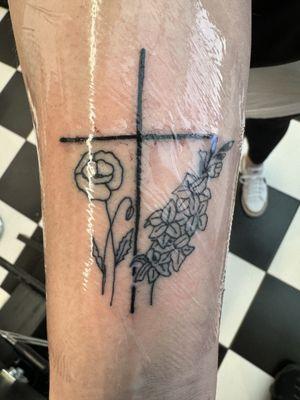 Cross W/ Flower Tattoo