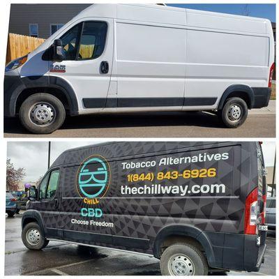 Before and after shot of a wrap we did.