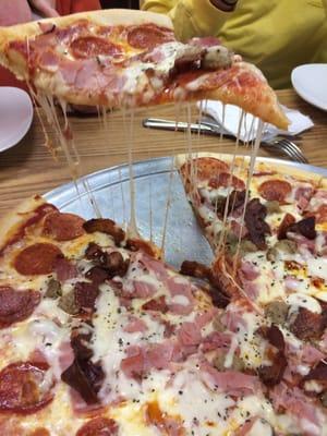 Meat lovers pizza. More than we could eat.