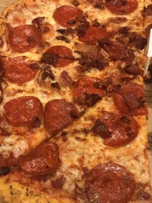 Yum! Pizza with pepperoni and bacon