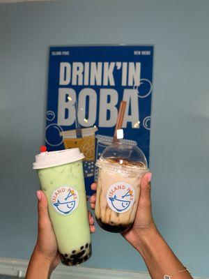 Honeydew Milk Tea & Brown Sugar Milk Tea