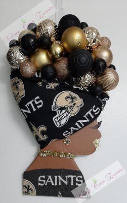 Afro Wreath New Orleans Saints. Customized for wall or door hangings.