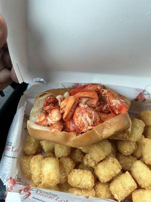 Connecticut lobster roll and tater tots