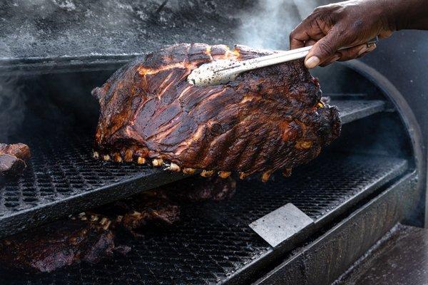 Pork Ribs on the grill.