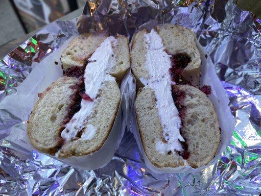 Bagel Cream Cheese with jelly