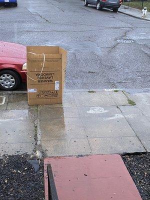 Delivery drivers left container box out in front of my house for me to deal with!