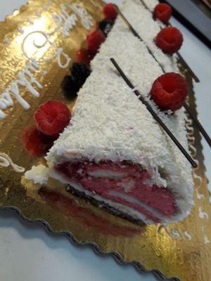 Raspberry mousse roulade