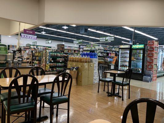 Looking out into store from cafe