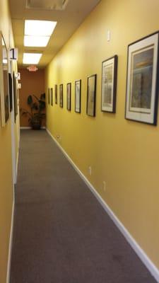 Hallway to patient treatment rooms at Popowich Chiropractic & Acupuncture Newtown, CT 06470