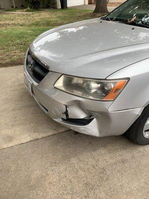 (Before) Front bumper damage