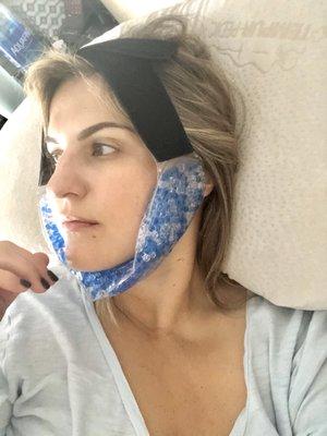 I had take a pain pill to avoid feeling any pain at this point. Wore this ice pack on and off for about 7 hours. TOTALLY worth it!