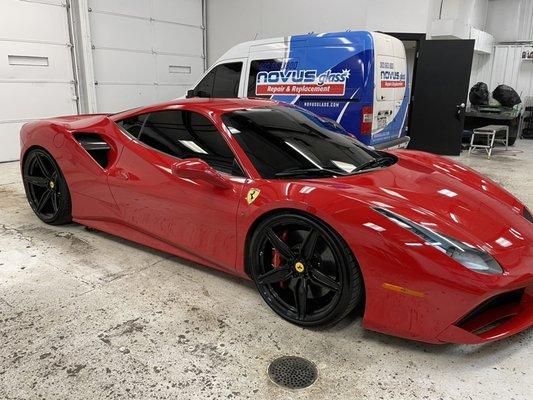 Windshield replacement on a Ferrari 488 GTB