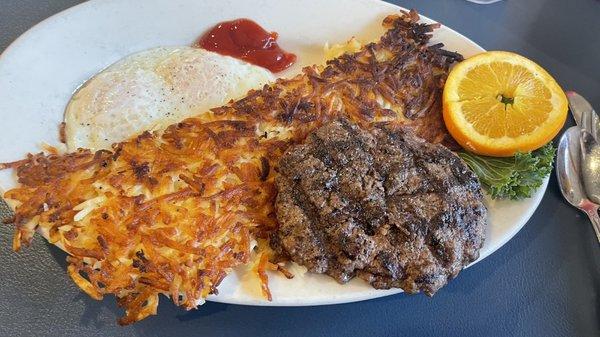 Hamburger steak breakfast