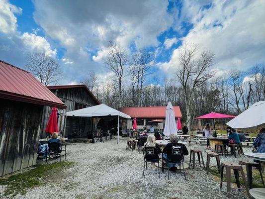 Outdoor patio looking towards brewery and outdoor stage (one of many)!