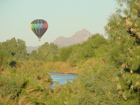 Flying over the Santa Cruz River.