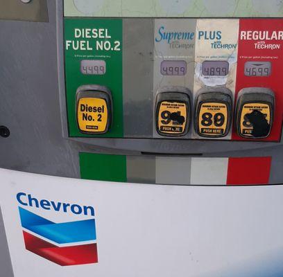 Chevron gas prices above $4 and pumps look old.