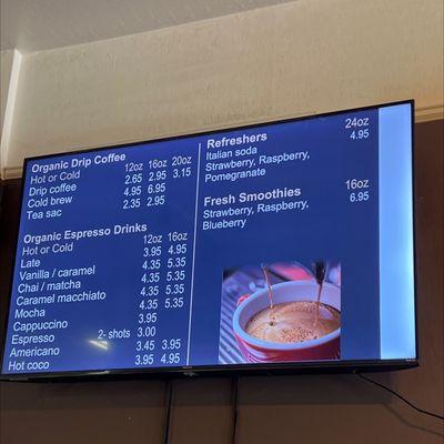 Cafe menu as of 7/7/22