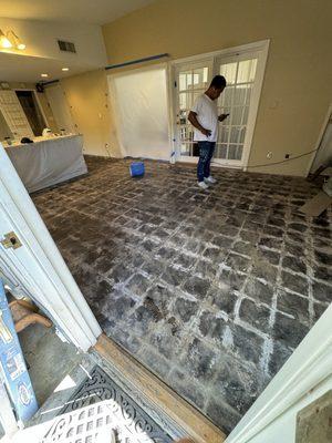 Removal of carpet and linoleum flooring