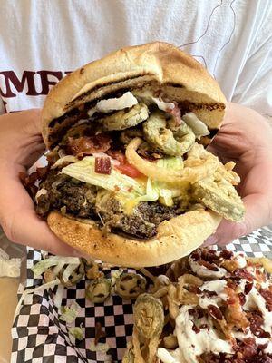 Bacon Cheese Burger with Fried Jalapeños