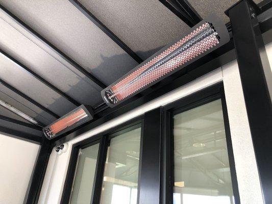 Tungsten 2000w Electric Heaters in outdoor patio at Dunkin Donuts University Center, Irvine CA