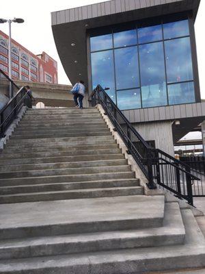 stairs leading up to Civic Center buses from the train station