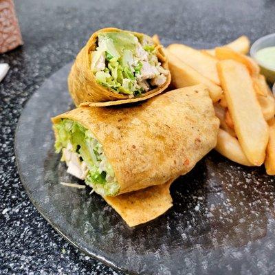 Chicken Caeser Wrap with Steak Fries