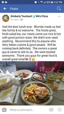 Thank you for the wonderful review , we are glad  you enjoyed your lunch today.