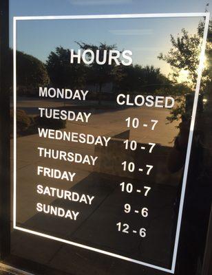 New salon hours! We're closed on Mondays. Please come see us Tuesday-Sunday.