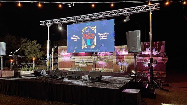 Video Wall and Band set up for Folds Of Honor Gala