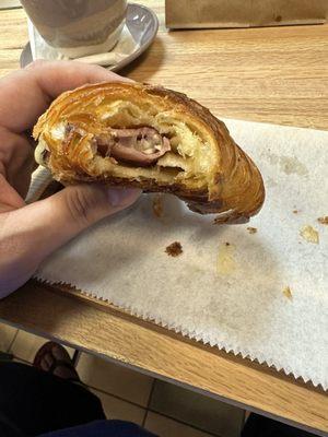 Fig, Ham, and Brie on a croissant