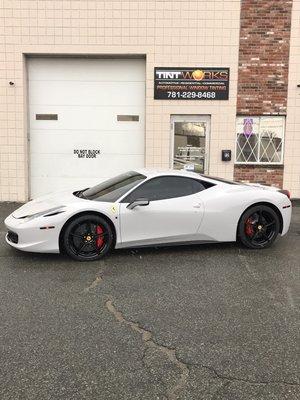 2013 Ferrari 458 Italia that was originally black and we wrapped to Gloss Grey.