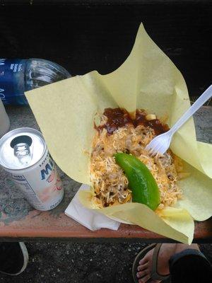 Small carne asada fries (drink not for scale because the drink is tiny and from elsewhere).