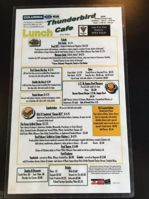 Lunch menu