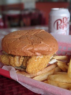 Fish sandwich basket (canned soda included) $6.79