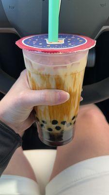 Brown Sugar Milk Tea with Black Tea, extra black boba