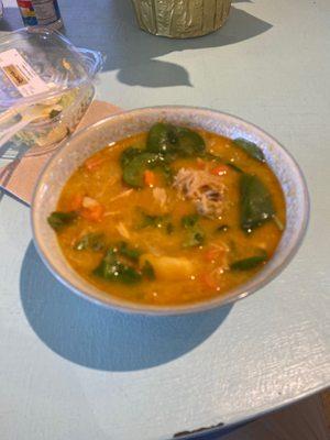 Thai yellow curry chicken soup