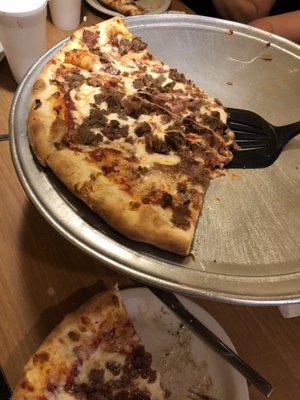 Sausage and meatball pizza.