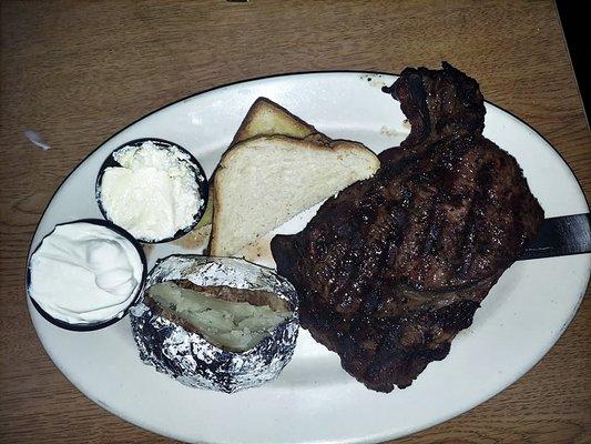 Steak and baked potato, and literally the best steak I've ever had!