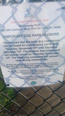 And the wonderful note hanging on the Gate of the big dog park