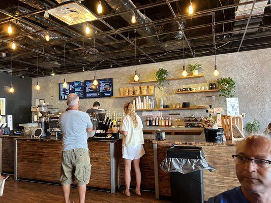 Busy counter for fresh coffee drinks