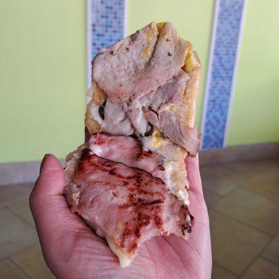 Inside the Cuban Sandwich, which has both pork and ham